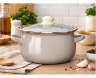 Altom Garnek emaliowany 18cm z pokrywą szklaną 1,9l taupe - 1580544 - zdjęcie 4